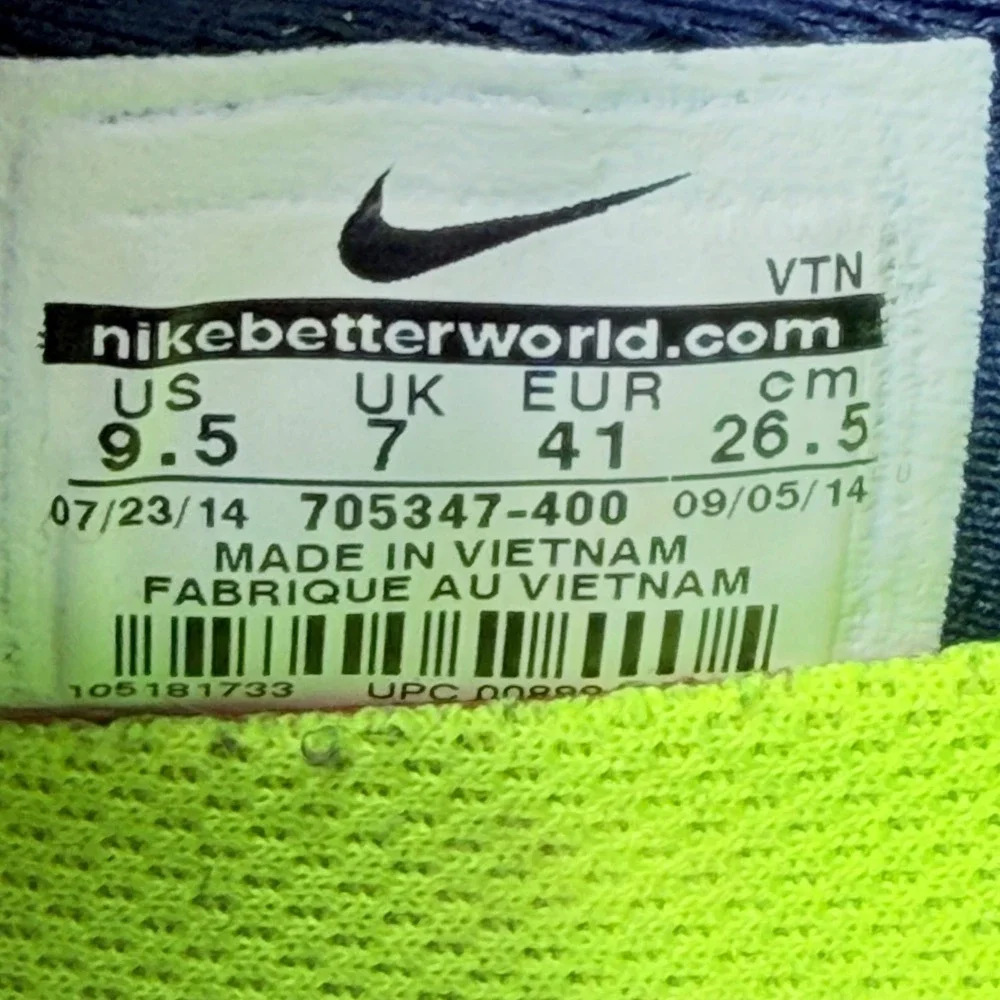 Nike Free 5.0 Womens Running Shoes Blue Lagoon Volt 705347-400 Size 9.5